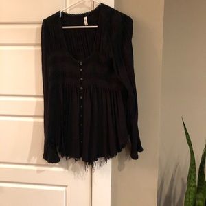 Free People Black Top Size M